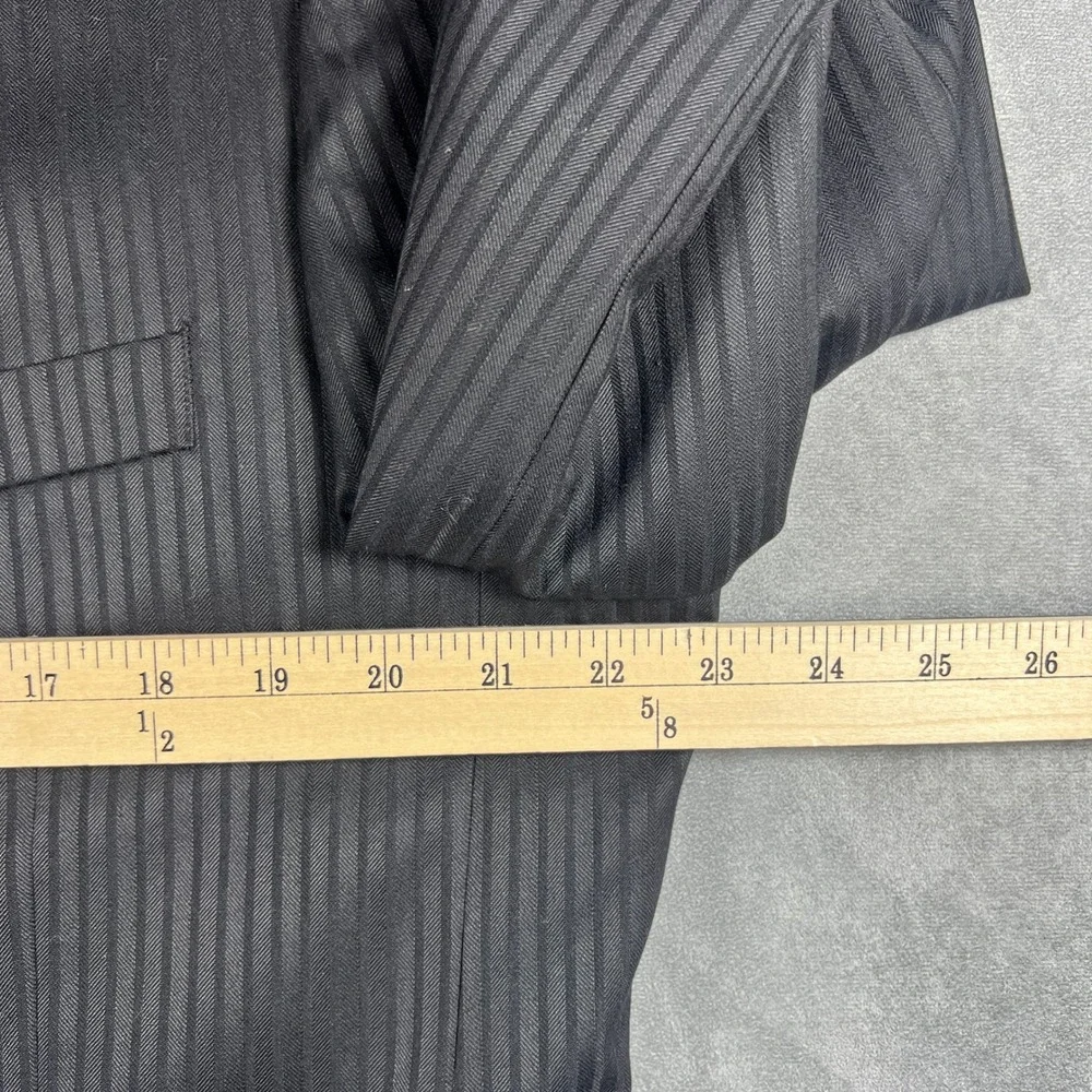 Caravelli Italy Mens 46R Black Pinstripe 3 Button Suit Jacket Blazer